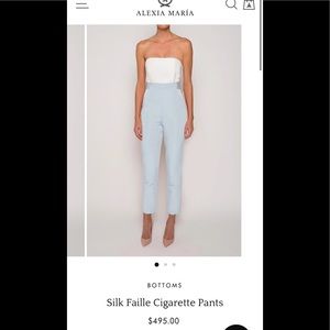 Light Blue Silk Faille Cigarette Pants